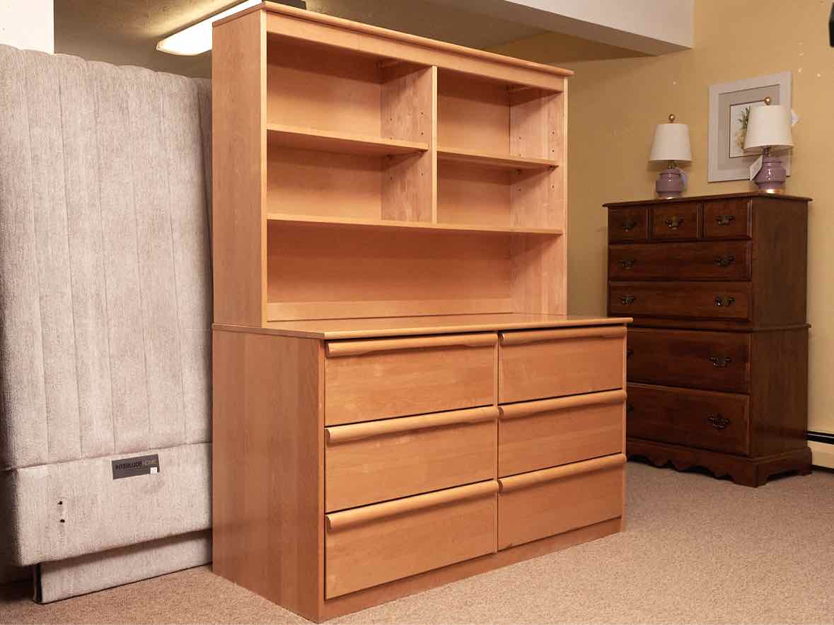 dresser and hutch Morigeau Lepine Maple 6 Drawer Dresser with Hutch Top – Furniture  Consignment Gallery