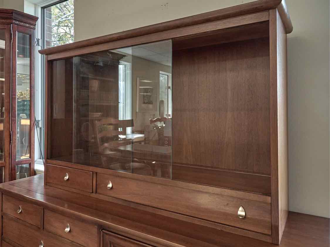 RWay Light Cherry MCM Two Piece Hutch