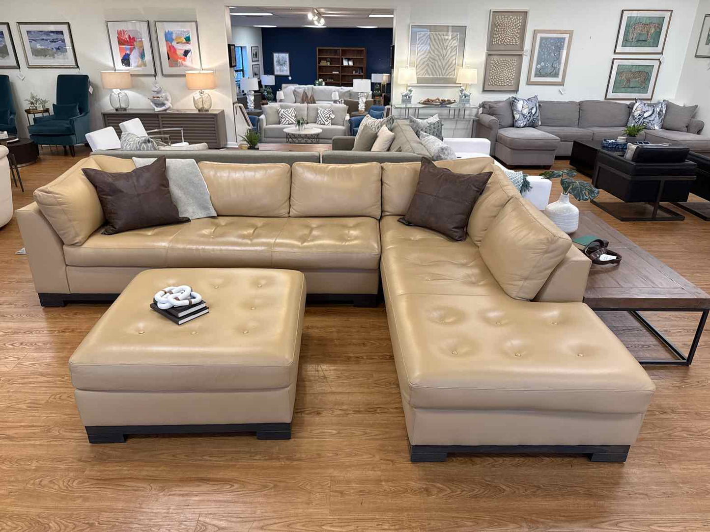 Chateau d'ax Butterscotch Leather Sectional