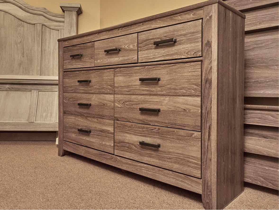 dresser ashley furniture Ashley Furniture 'Zelen' Driftwood Finish Veener 7 Drawer Dresser –  Furniture Consignment Gallery