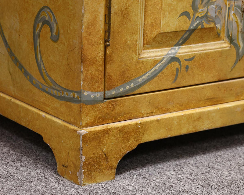 Hand Painted Yellow  Sideboard with Marble Top