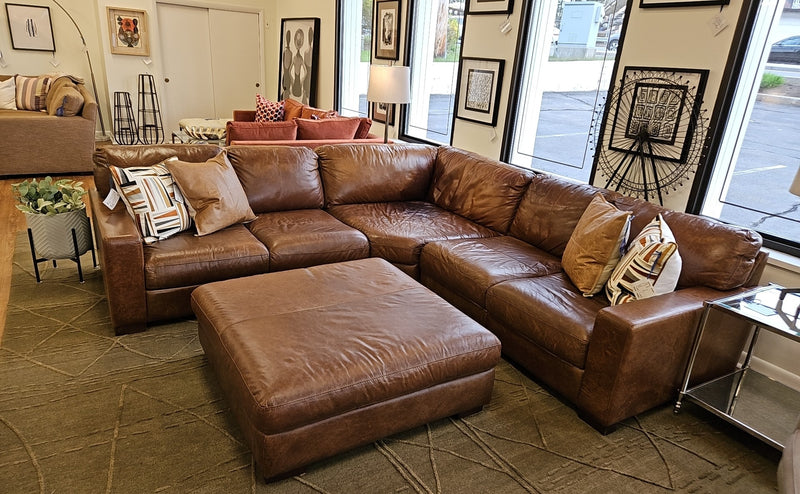 Medium Brown Leather Sectional