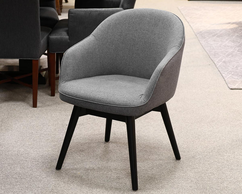 Set of (4) Arhaus Grey Swivel Arm Chairs