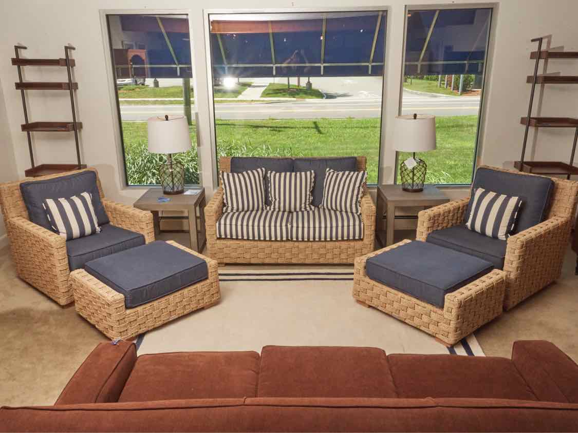 Kingsley Bate 'St Barts' Weave Settee Pair of Lounge Chairs & Ottoman