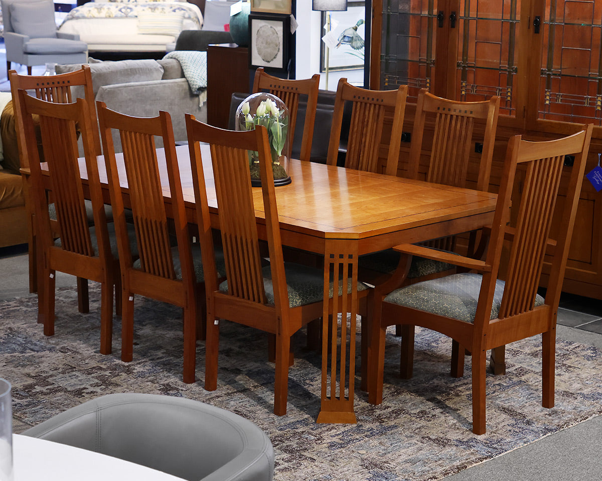 Stickley Dining Table and 8 Spindle Chairs