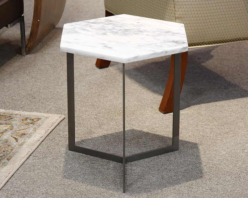 West Elm Hexagonal Gray/White Marble Top Table