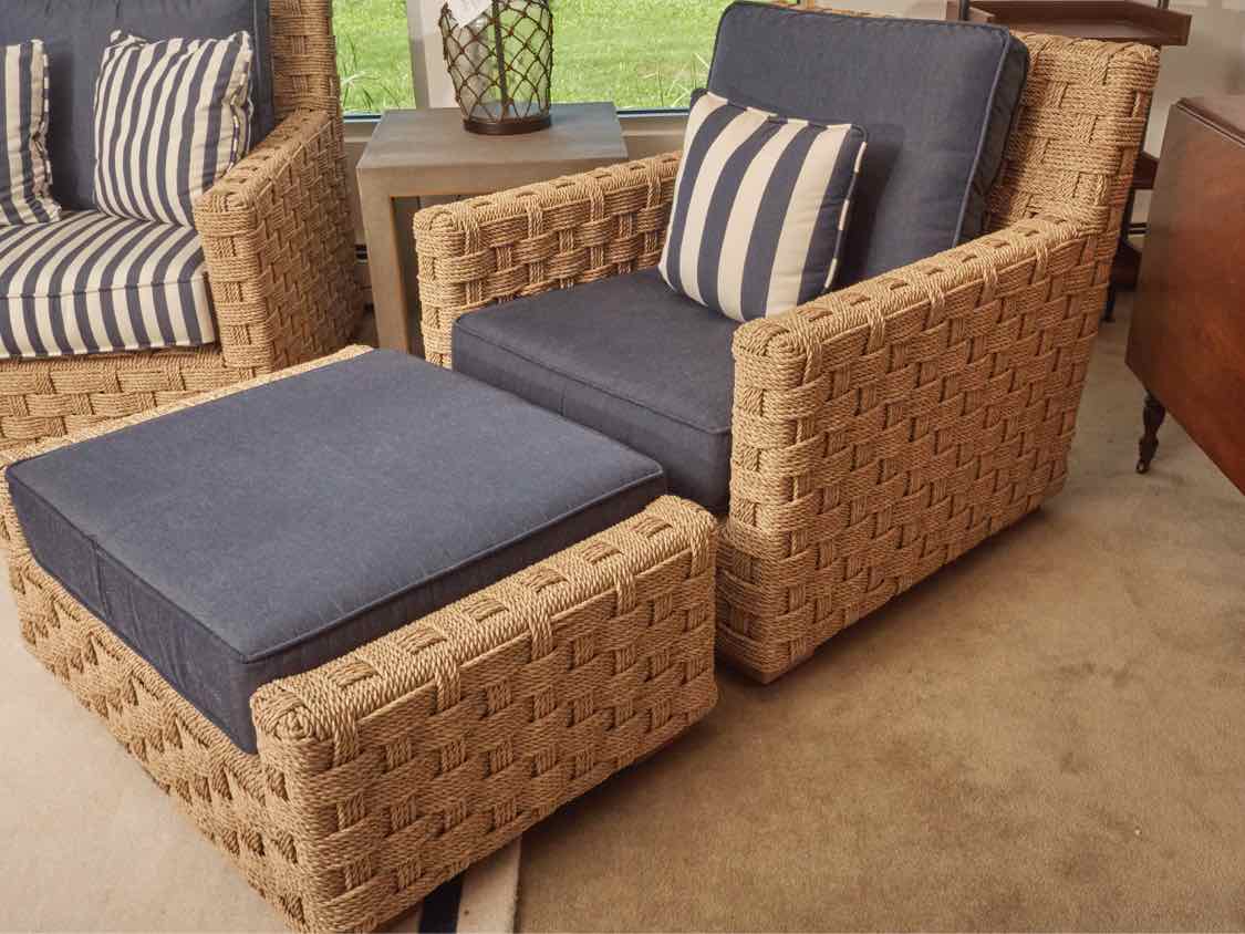 Kingsley Bate 'St Barts' Weave Settee Pair of Lounge Chairs & Ottoman