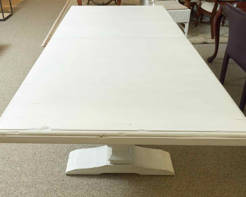 White Rustic Double Pedestal Dining Table