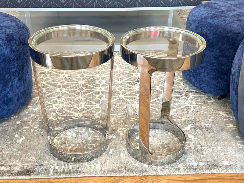 Restoration Hardware Chrome and Glass Side Tables