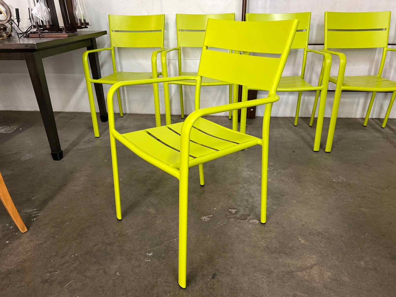 Set of 6 Green Outdoor Stacking Chairs