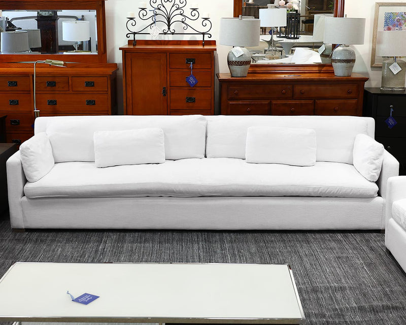 RH Cloud Track Arm Sofa in White Belgian Linen
