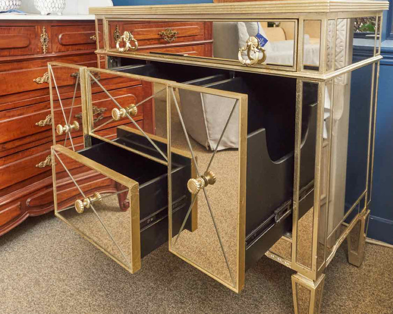 Pair of Mirrored Bedside Chests from Basset Mirror Company