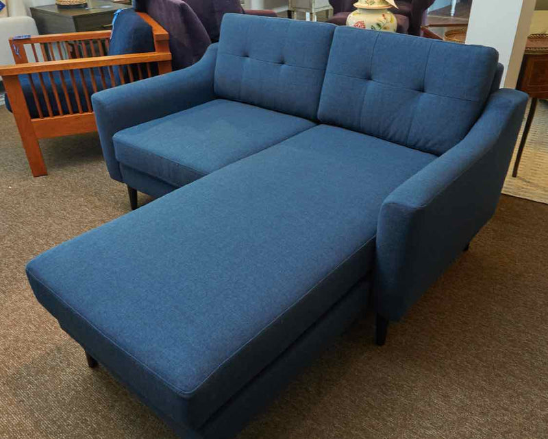 'Nomad' 2 Cushion & Chaise In Navy Blue Loveseat Includes Extra Cushion