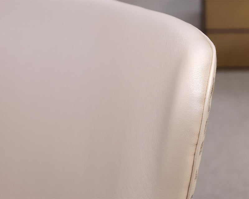 Pair of Designmaster Furniture Chairs in Champagne Leather & Donghia Fabric