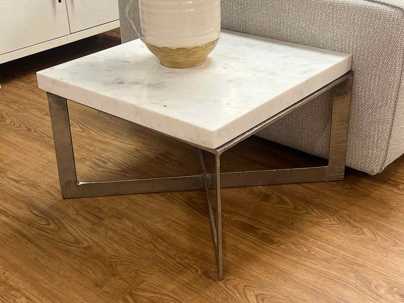 Marble & Silver Side Table