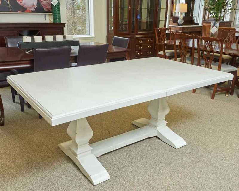 White Rustic Double Pedestal Dining Table