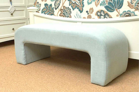 Waterfall Bench in Tiffany Blue Upholstery