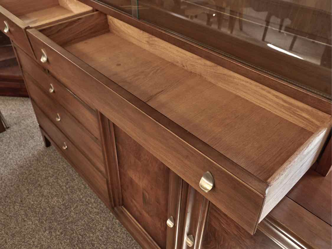 RWay Light Cherry MCM Two Piece Hutch