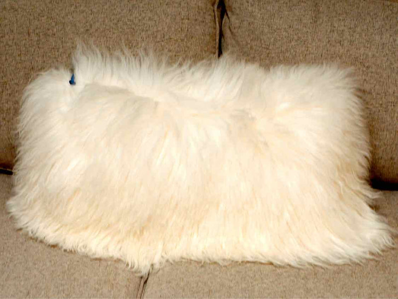 Large Tibetan Lambwool   Mongolian Fur Accent Pillow