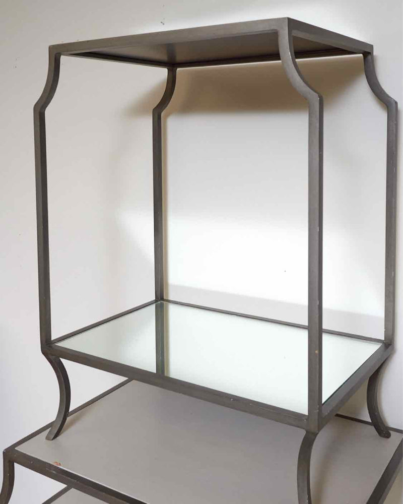 Gray Etagere with Mirrored Shelving