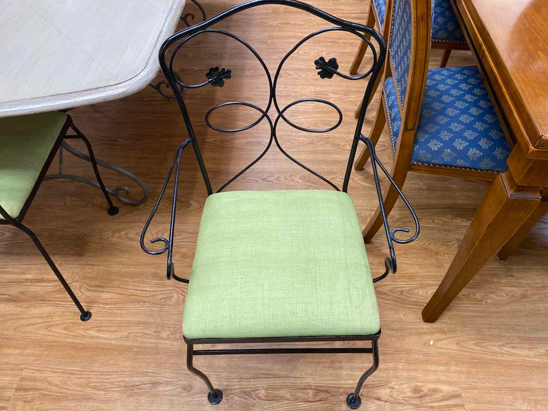 Set of 6 Wrought Iron Patio Outdoor Dining Chairs with Sunbrella Fabric Seats