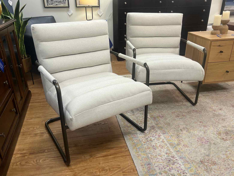 Pair of Taupe Chais with Metal Frame