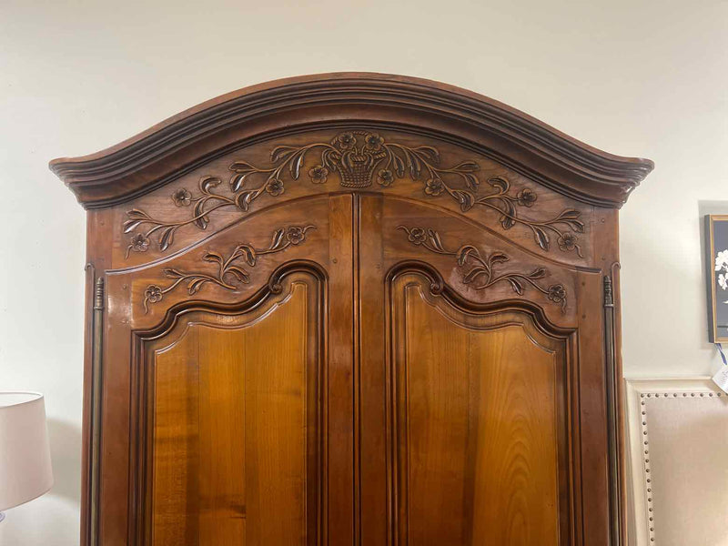 Carved Cherry Armoire w/ Floral Motif