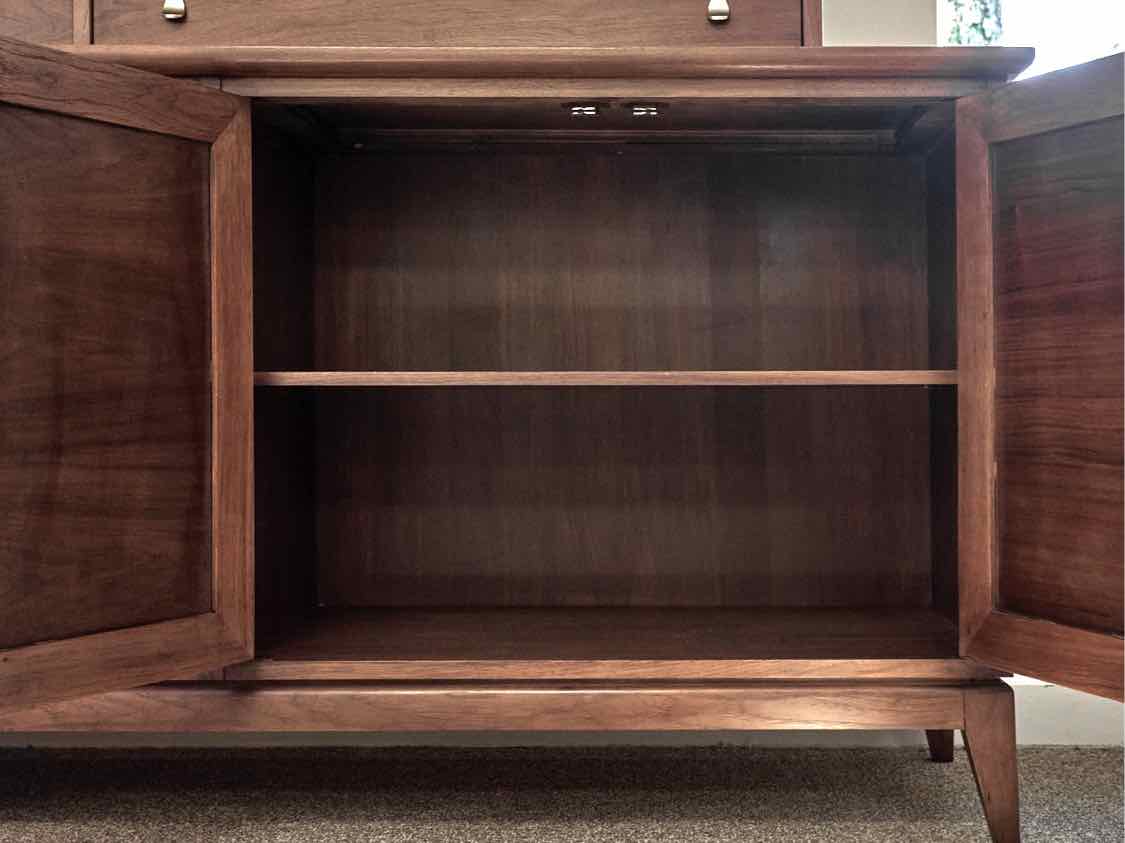 RWay Light Cherry MCM Two Piece Hutch