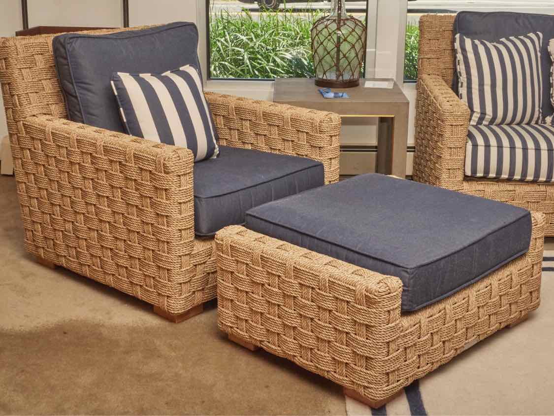 Kingsley Bate 'St Barts' Weave Settee Pair of Lounge Chairs & Ottoman