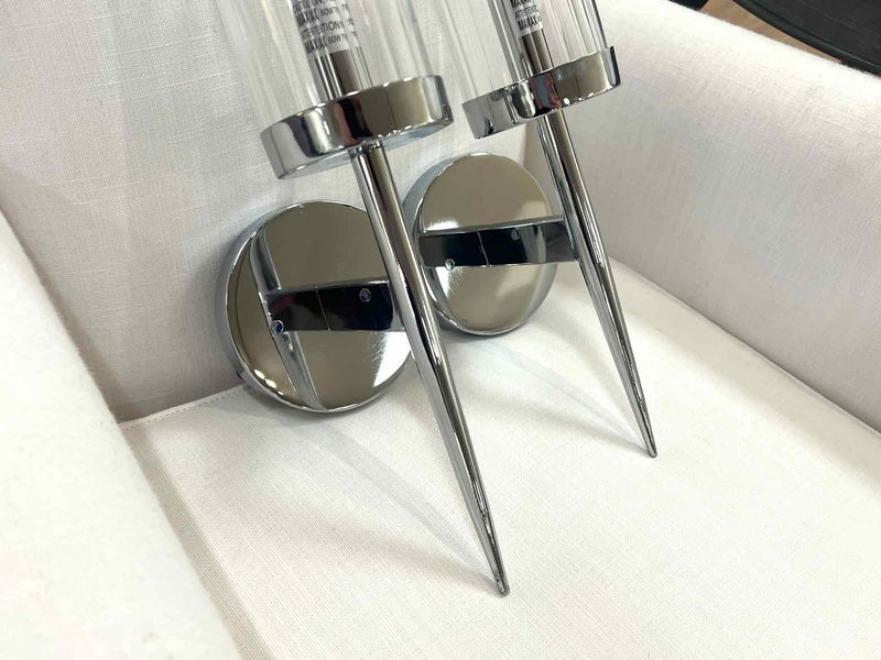 Pair of Chrome and Glass Sconces