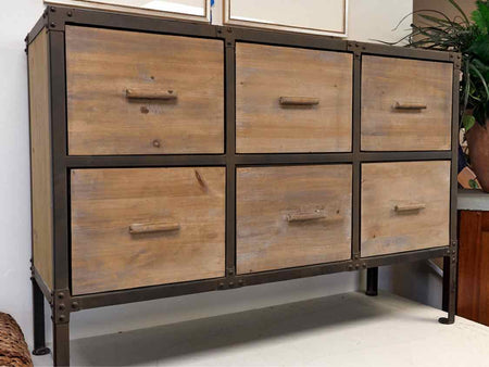 Industrial Six Drawer Chest