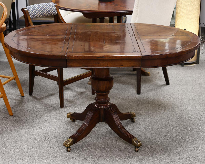 Round 36" Pedestal Dining Table w/Casters & (2) 18" Leaves