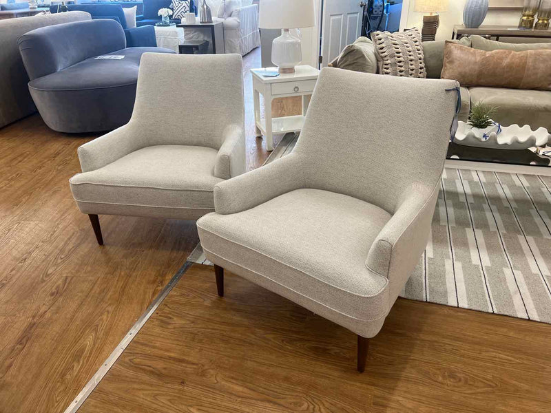 Pair of Light Grey Chairs with Wooden Leg