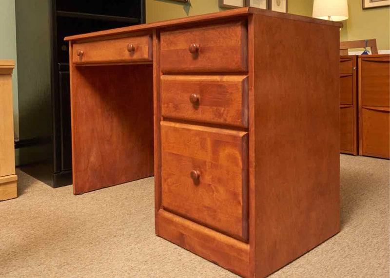 Stained Cherry 2 Drawer 1 File &  Pull Out Work  Shelf Desk
