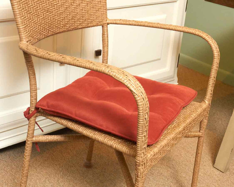 Natural Wicker Arm Chair with Rust Cushion