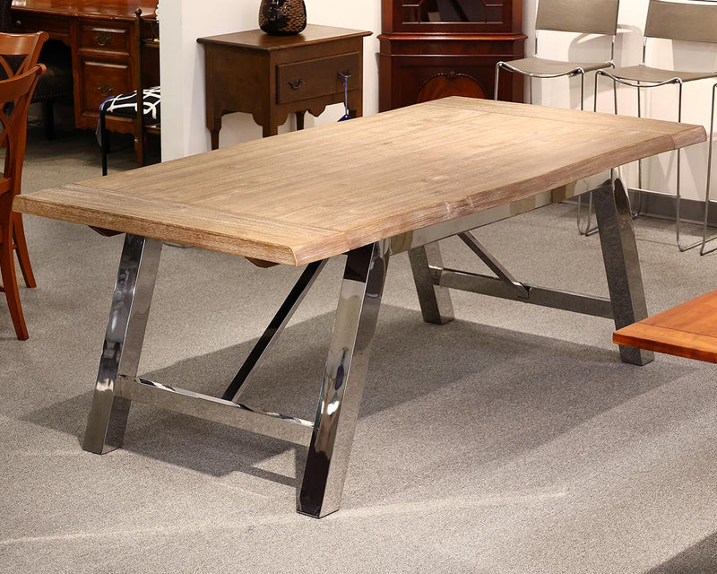 Serena and Lily Live-Edge Washed Oak Trestle Dining Table