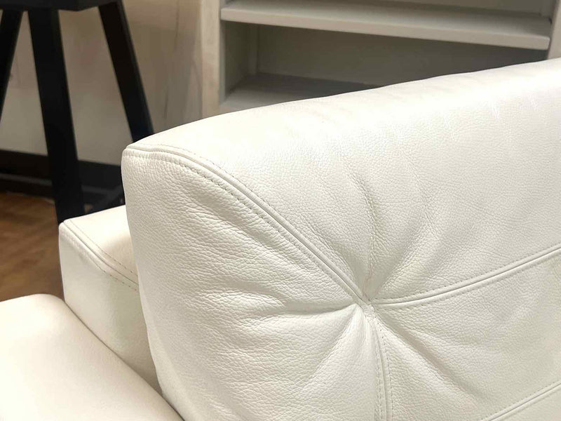 White Leather Chair Tufted Back