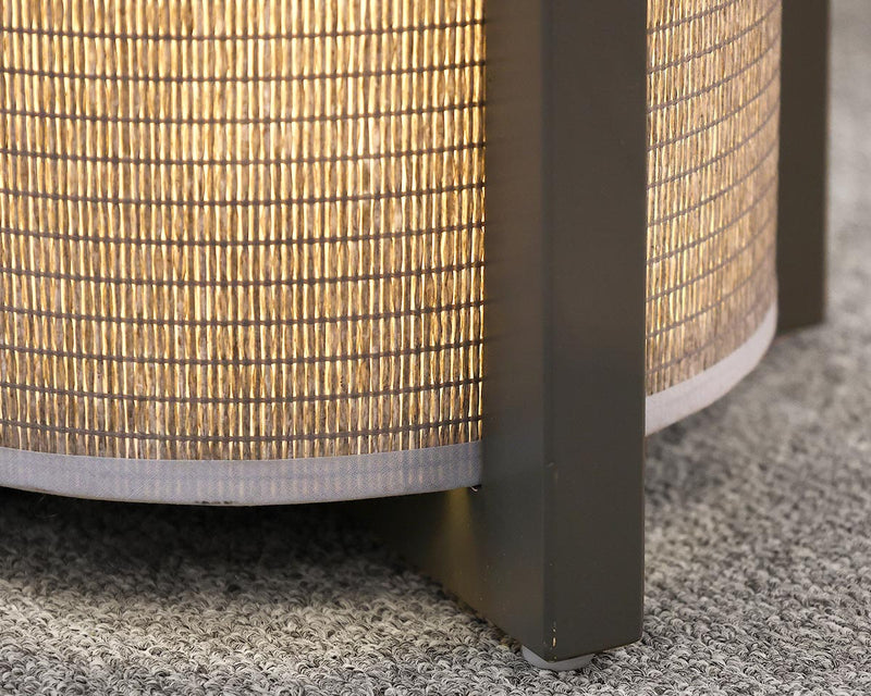 Tube Floor Lamp with Grey Base & Weave Fabric Cylinder
