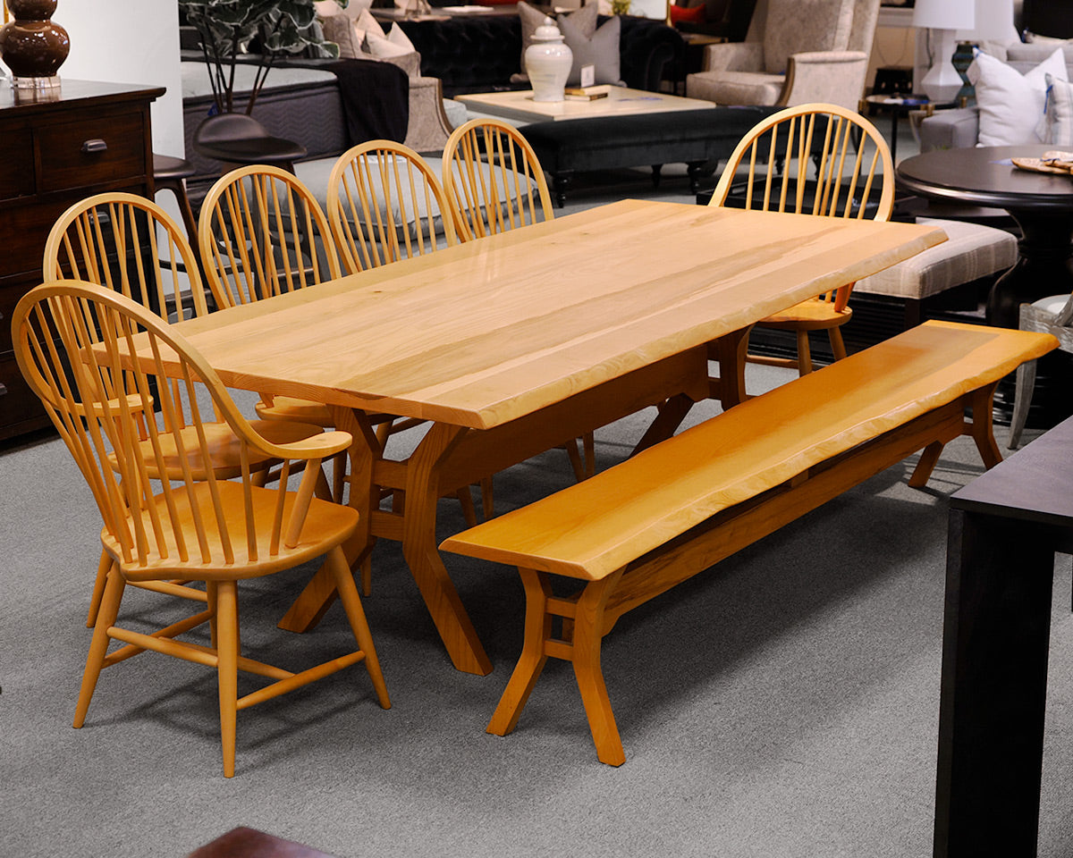 家具 sweetback Pompanoosuc Mills Ash Live Edge Table, Benchl & Chair Set