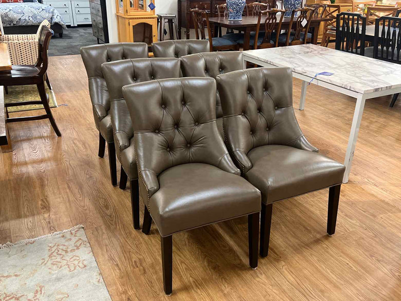 Set of 6 Custom Leather Dining Chairs