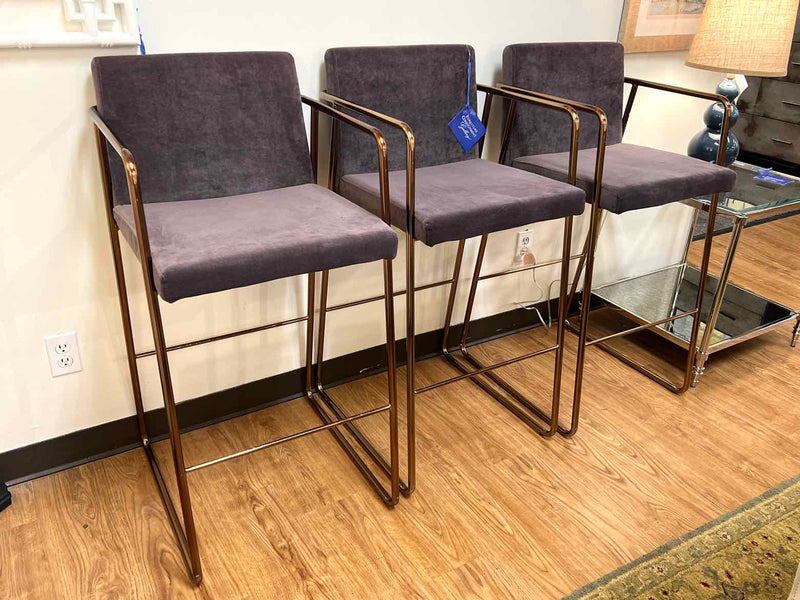 Set of 3 Barstools with Microfiber Seat and Back