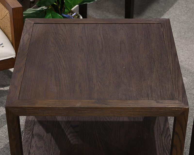 Pair of RH French Contemporary Square Side Tables in Brown Oak
