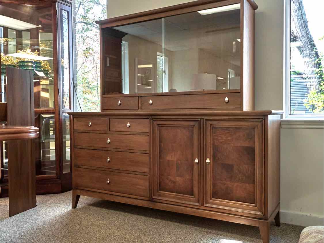 RWay Light Cherry MCM Two Piece Hutch
