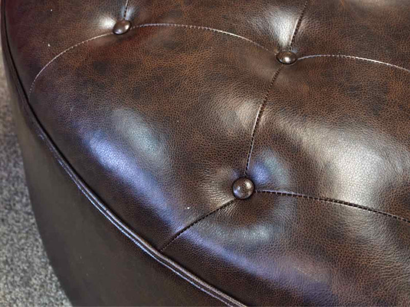 CR Laine Round Leather Ottoman
