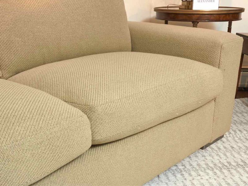 McGeough Custom Green Upholstered Track Arm 2 Feather Down Filled  Cushion  Sofa