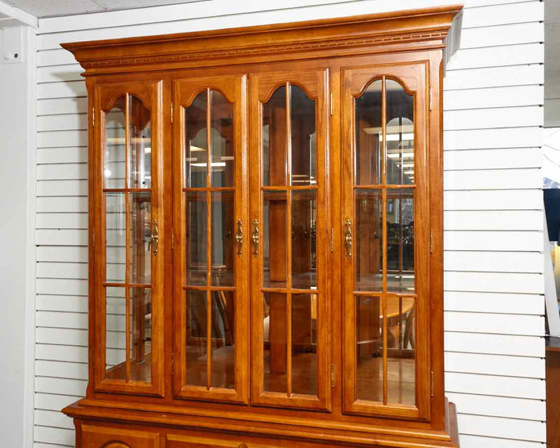 Solid Oak Glass Door China Cabinet
