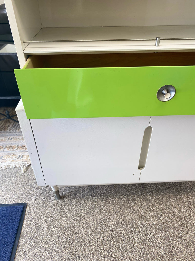 MCM White & Lime Green Display Cabinet