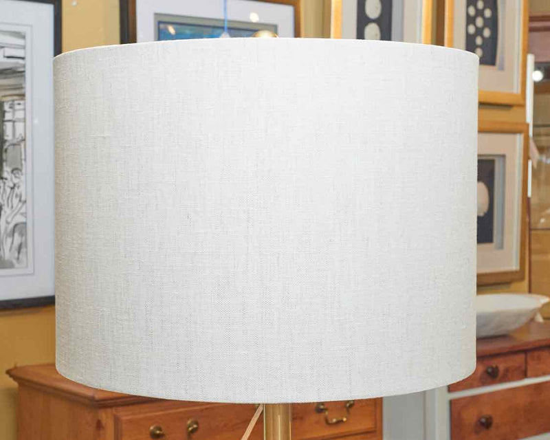 Urban Gold Finish Steel On White Marble Base Tan Linen Shade Table Lamp