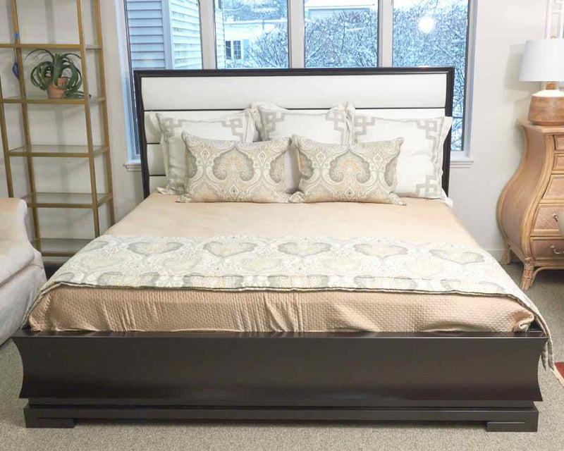 Ethan Allen White Leather & Espresso  King Bed