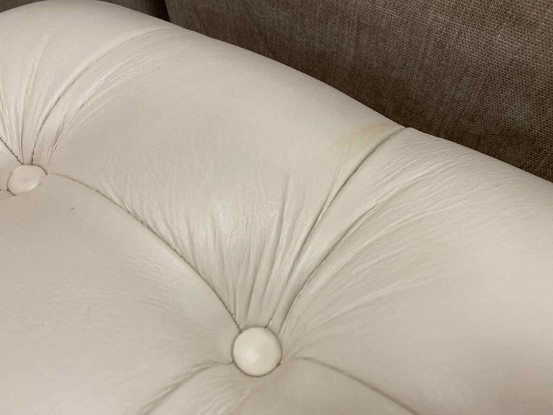 Mitchell Gold Tufted Leather Ottoman